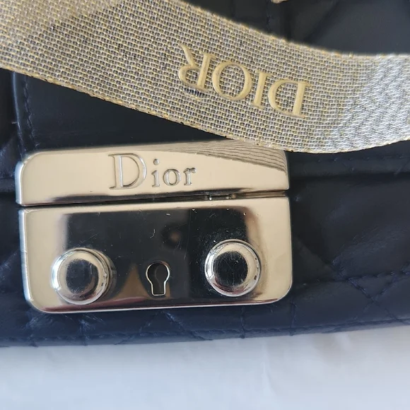 Dior Cannage Navy Blue Wallet On Chain - Picture 13 of 14